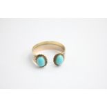 10ct tri-tone turquoise set torque ring 2.8g