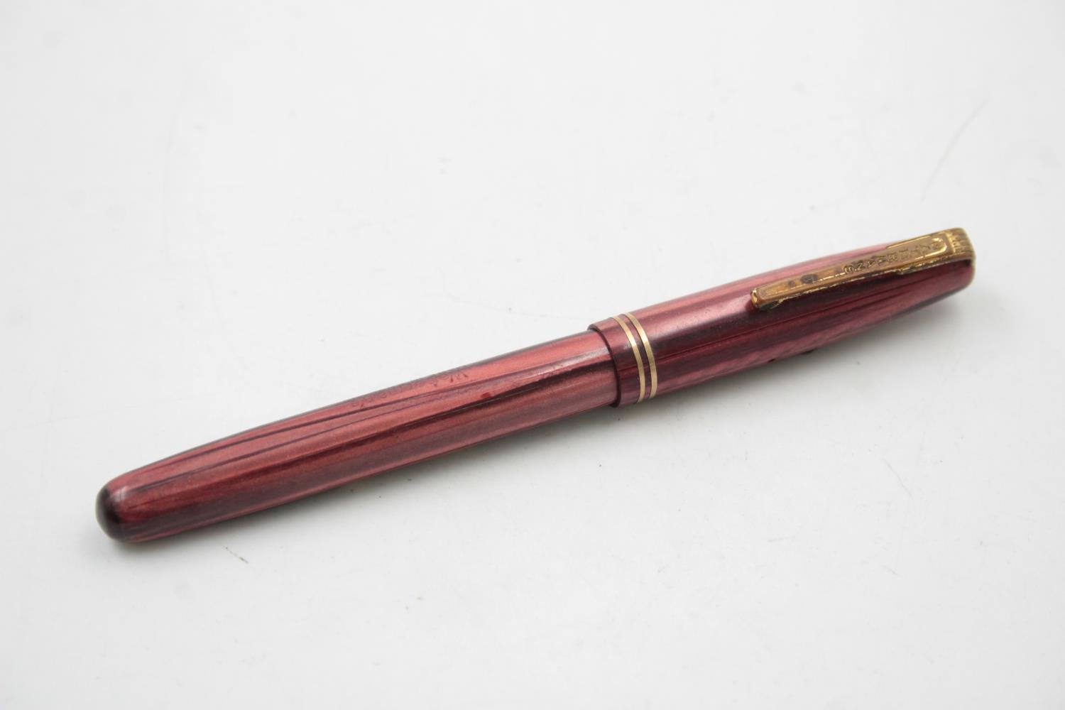 Vintage WATERMAN 503 Burgundy FOUNTAIN PEN w/ 14ct Gold Nib WRITING