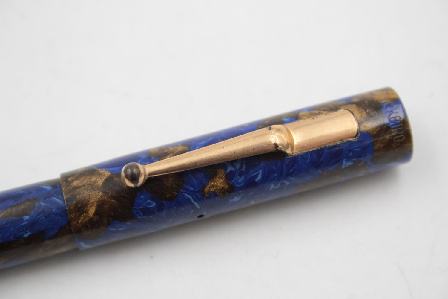 Vintage MABIE TODD Blackbird Blue Fountain Pen w/ 14ct Gold Nib WRITING - Image 5 of 7