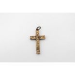 True vintage 10ct Gold engraved cross pendant 2g