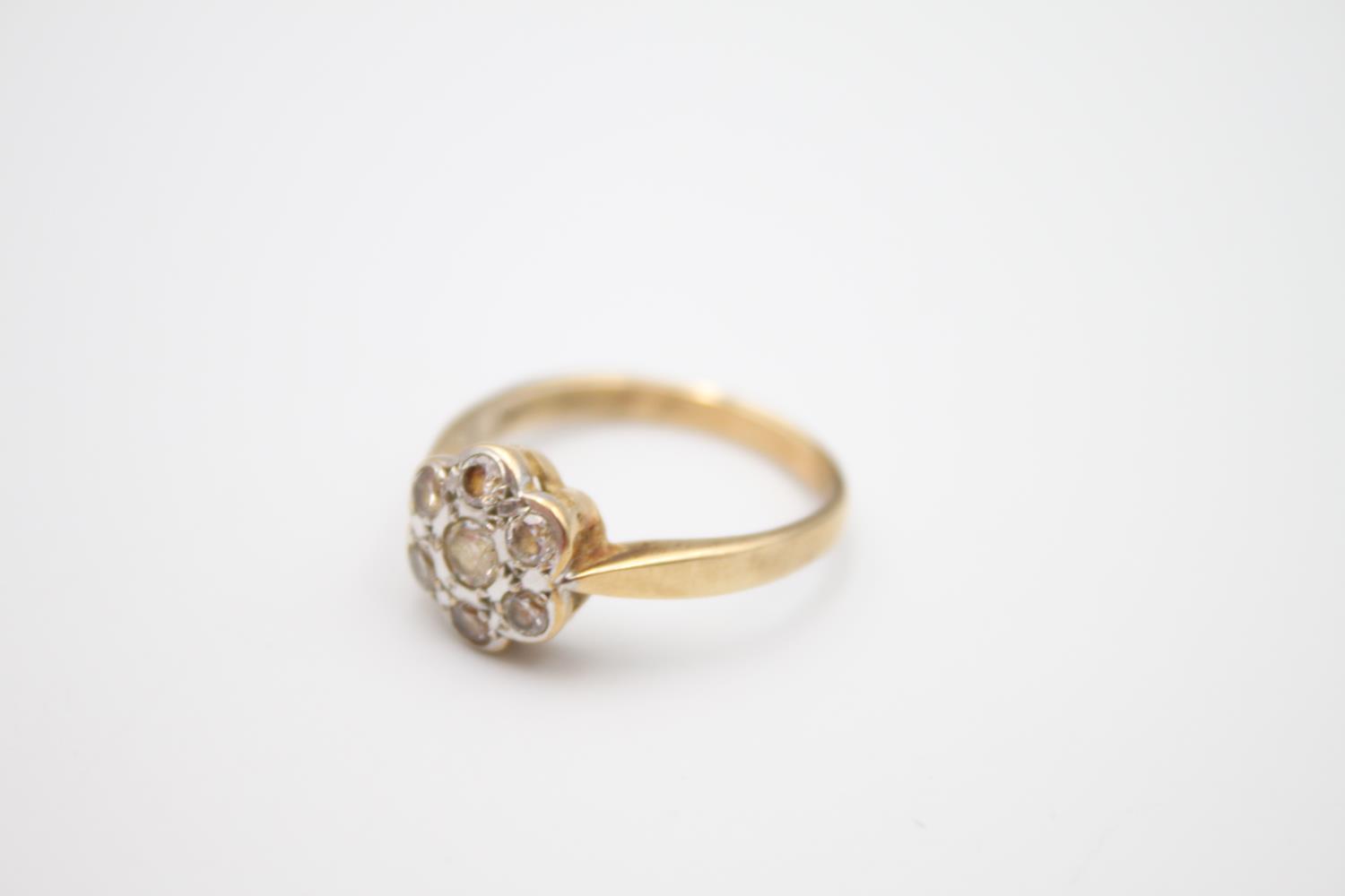 vintage 9ct gold gemstone cluster ring 3.5g Size R - Image 2 of 5