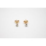 9ct gold diamond solitaire stud earrings 0.7g