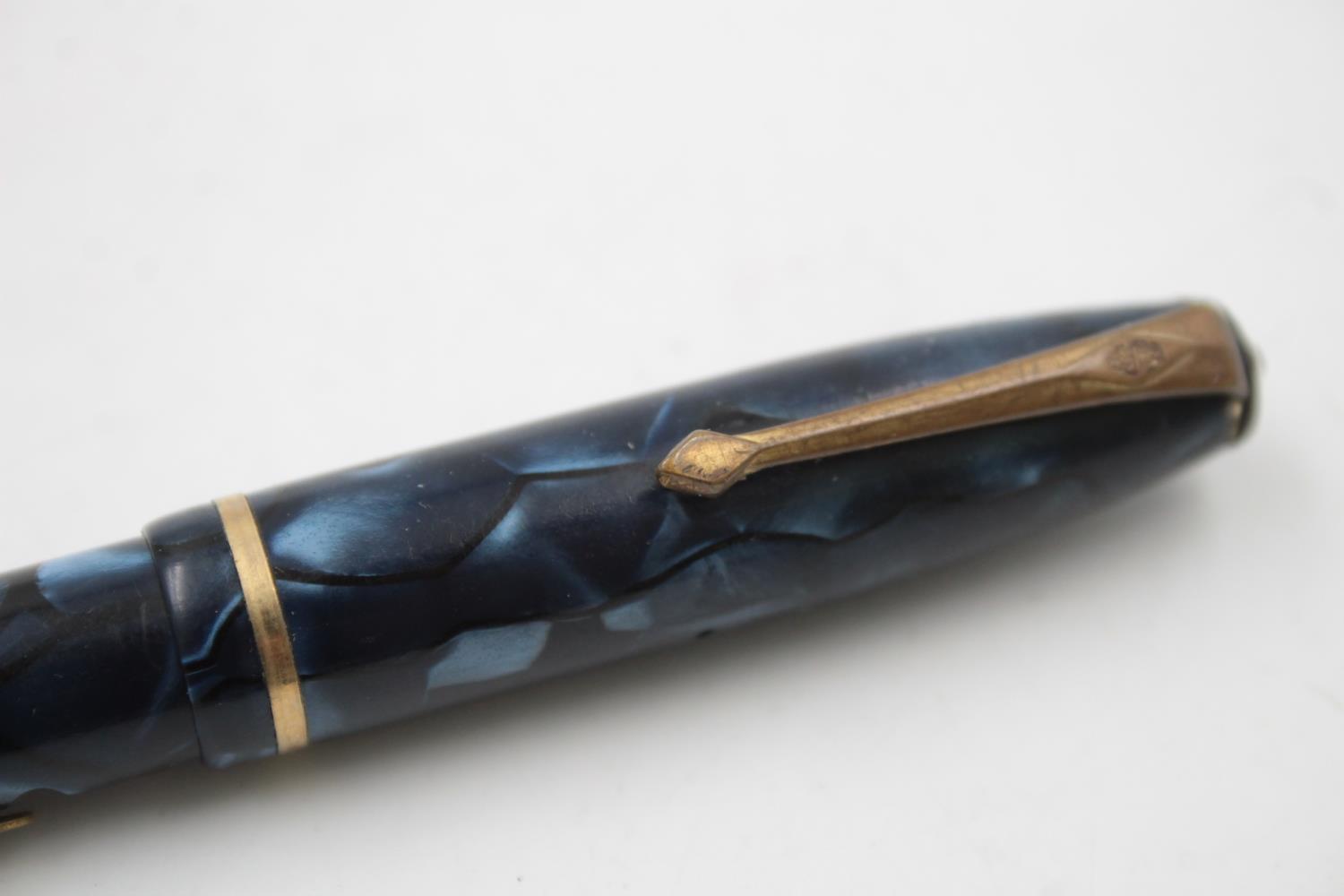 Vintage CONWAY STEWART 15 Blue FOUNTAIN PEN w/ 14ct Gold Nib, Pencil, Box - Image 9 of 11