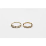 2 x 9ct Gold rings w/ diamond detail 3.3g Size M & P