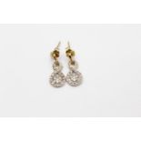 vintage 9ct gold diamond cluster drop earrings 1.5g