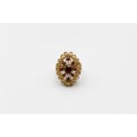 9ct Gold garnet ornate statement ring 7.4g Size R