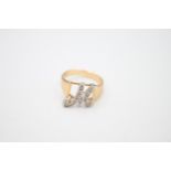 14ct gold diamond set 'M' initial ring 3.3g Size J