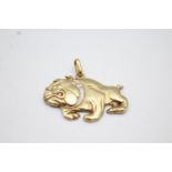 9ct gold diamond set bulldog pendant 3.9g