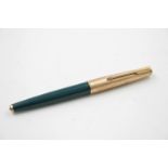 Vintage PARKER 61 Teal FOUNTAIN PEN w/ Rolled Gold Cap WRITING