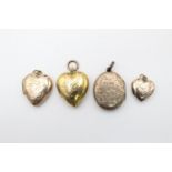 4 x vintage 9ct gold back & front lockets 17.7g