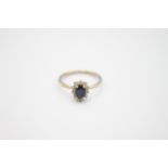 vintage 9ct gold sapphire & diamond halo ring 1.7g Size M