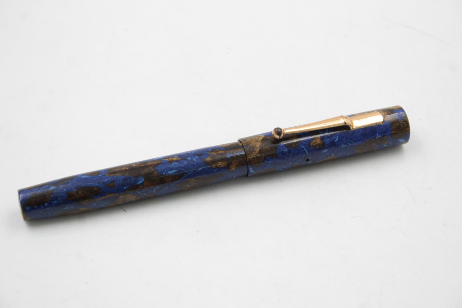 Vintage MABIE TODD Blackbird Blue Fountain Pen w/ 14ct Gold Nib WRITING