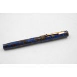 Vintage MABIE TODD Blackbird Blue Fountain Pen w/ 14ct Gold Nib WRITING