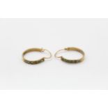 vintage 18ct gold turquoise set hoop earrings 2.5g