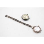 2 x Vintage Ladies .925 STERLING SILVER Trench Style WRISTWATCHES Hand-Wind 41g