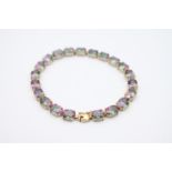 9ct gold mystic topaz tennis bracelet 10.6g