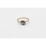 antique 18ct gold diamond trilogy ring 3g Size P