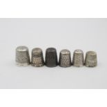 6 x Antique / Vintage .925 STERLING SILVER Thimbles Inc Charles Horner Etc (32g)