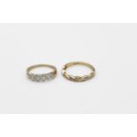 2 x 9ct gold diamond set rings 3.3g Size N & P