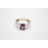 16ct white gold amethyst solitaire ring 3.2g Size N