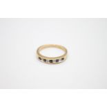 vintage 9ct gold sapphire & diamond half eternity ring 2.5g Size O