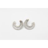 9ct White gold diamond detail statement hoops 3.1g