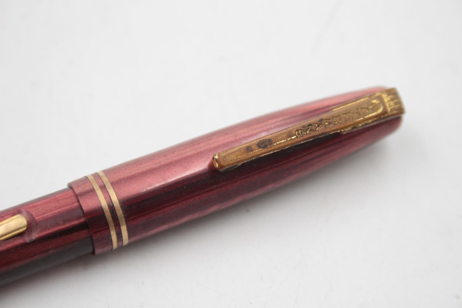 Vintage WATERMAN 503 Burgundy FOUNTAIN PEN w/ 14ct Gold Nib WRITING - Image 5 of 7