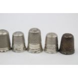 6 x Antique / Vintage .925 STERLING SILVER Thimbles Inc Charles Horner Etc (19g)