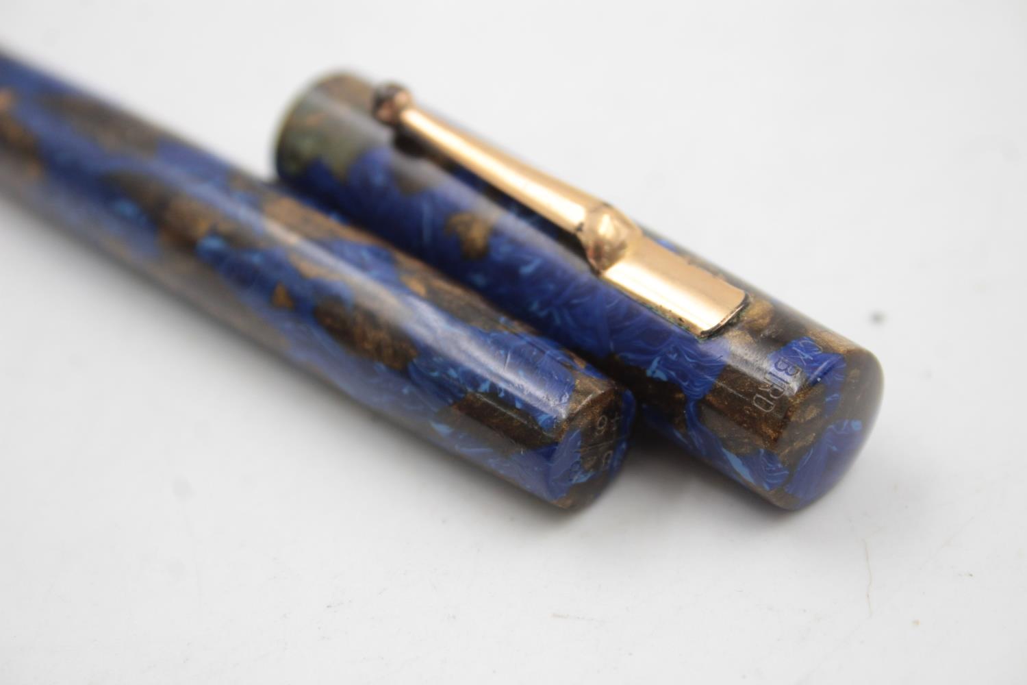Vintage MABIE TODD Blackbird Blue Fountain Pen w/ 14ct Gold Nib WRITING - Image 6 of 7