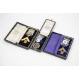 3 x Boxed Vintage Hallmarked .925 STERLING SILVER Masonic Jewels (91g)