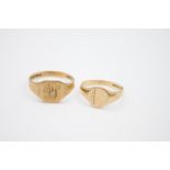 2 x vintage 9ct gold engraved signet rings 5.1g Size U & N