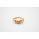 antique 1817 hallmarked 18ct gold sapphire gypsy ring, missing stone 2.5g Size L
