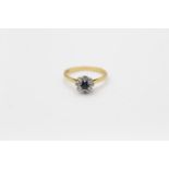 18ct gold sapphire & diamond halo ring 3.3g Size L