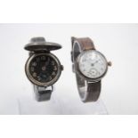 2 x Vintage Gents .925 / .935 SILVER Cased Trench Style WRISTWATCHES Hand-Wind