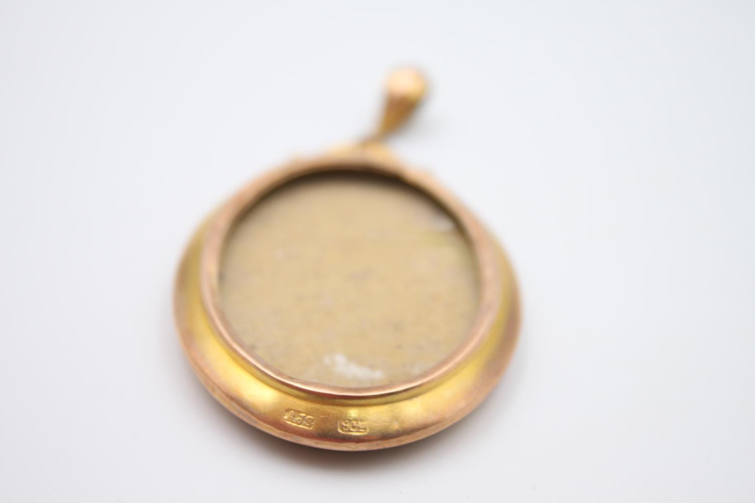 antique 9ct gold double sided photo locket pendant 9.8g - Image 4 of 5