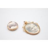 2 x antique 9ct gold double sided photo lockets 7.4g