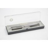 Vintage PARKER 75 Silver Plated FOUNTAIN PEN w/ 14ct Gold Nib WRITING Boxed