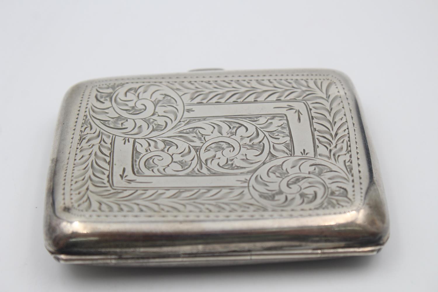 Antique Hallmarked 1918 Birmingham STERLING SILVER Cigarette Case (83g) - Image 3 of 5