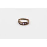 antique 9ct gold amethyst & seed pearl ring 2.2g Size M