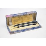 Vintage CONWAY STEWART 15 Blue FOUNTAIN PEN w/ 14ct Gold Nib, Pencil, Box