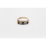 9ct Gold sapphire & diamond gypsy ring 1.8g Size M