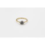 vintage 18ct gold diamond & sapphire ring, missing diamond 2.1g Size N