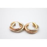 9ct gold tri-tone stylised hoop earrings 5.3g