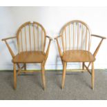 Pair of Ercol Blonde elm chairs