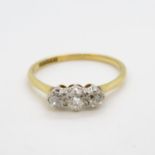 Antique 18ct 3 stone ring approx .45ct 2.15g size P