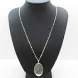 Silver necklace with locket 20" long (locket 2") 23g