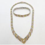 Silver gilded necklace and bracelet 58g