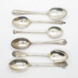 6x ornamental silver HM spoons 61g