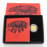 Royal Mint 2019 gold one tenth oz lunar year of Pig in box with certificate