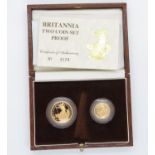 Gold 1988 Britannia 2x coin set pure gold coins in case with certificate